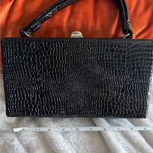 Vintage black hinges purse with silver accents